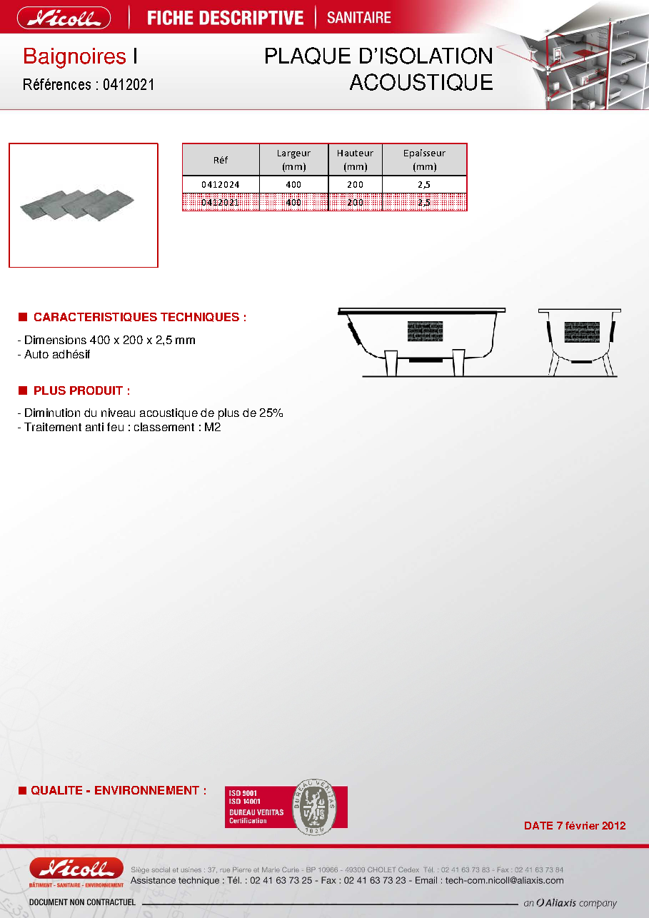 Fiche technique fournisseur