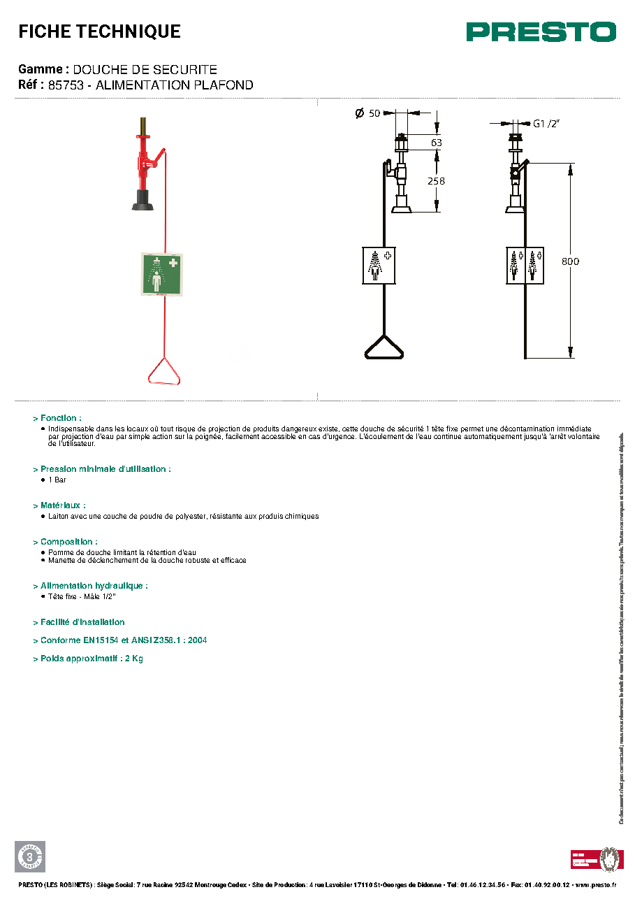 Fiche technique fournisseur
