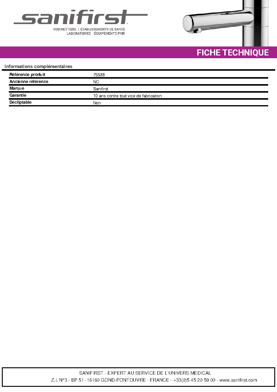 Fiche technique fournisseur
