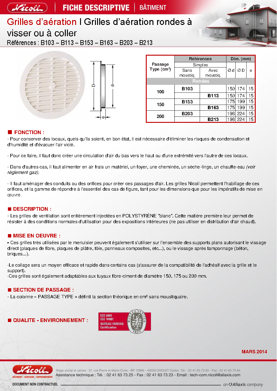Fiche technique fournisseur