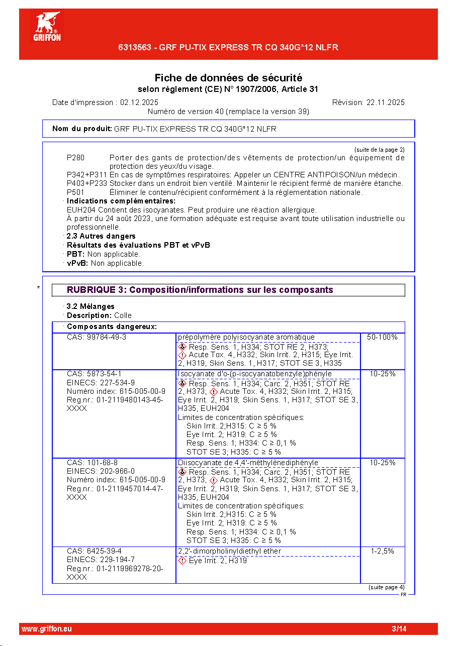 Fiche technique fournisseur