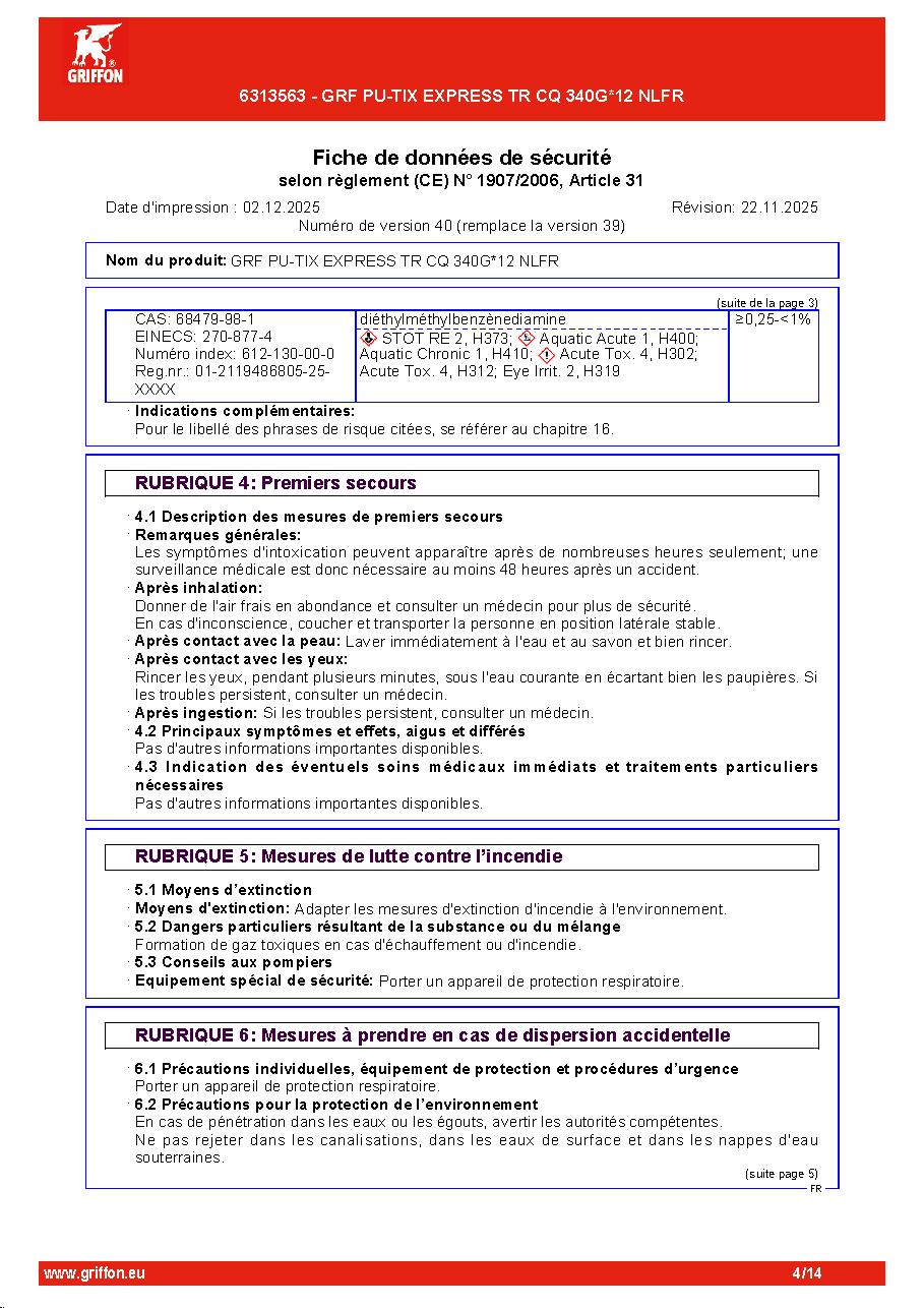 Fiche technique fournisseur