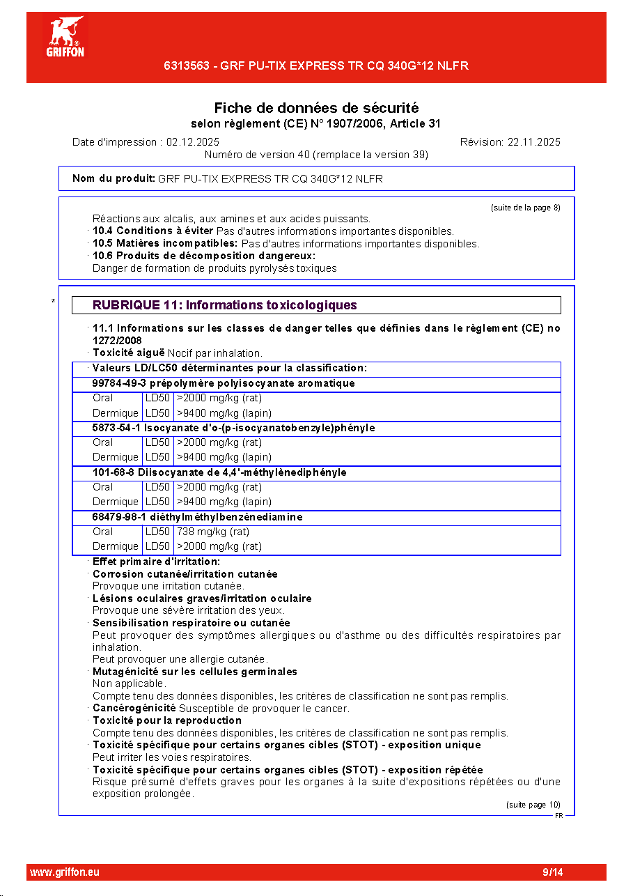 Fiche technique fournisseur
