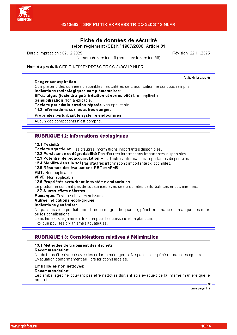 Fiche technique fournisseur