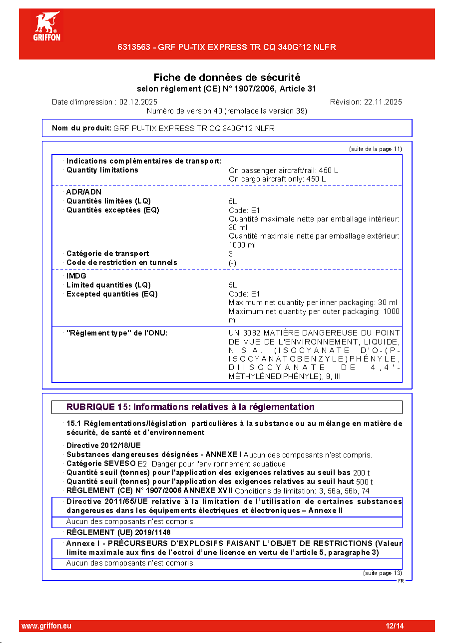 Fiche technique fournisseur