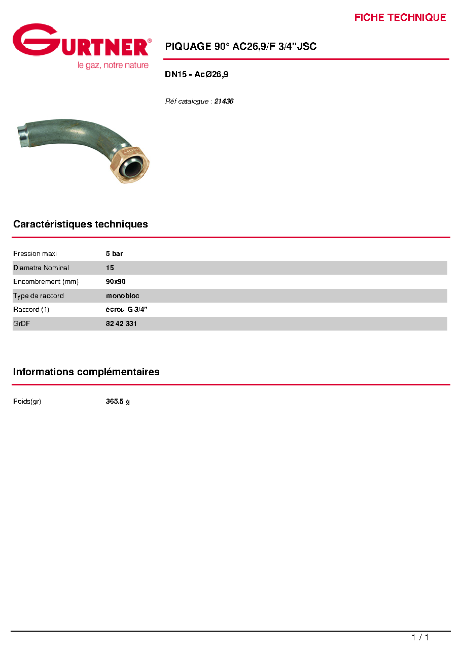 Fiche technique fournisseur