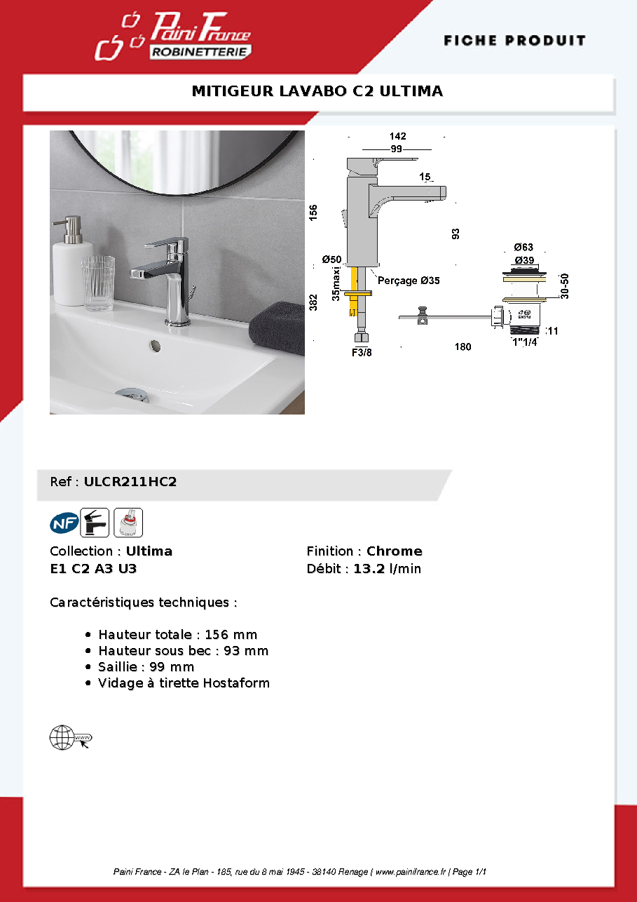 Fiche technique fournisseur