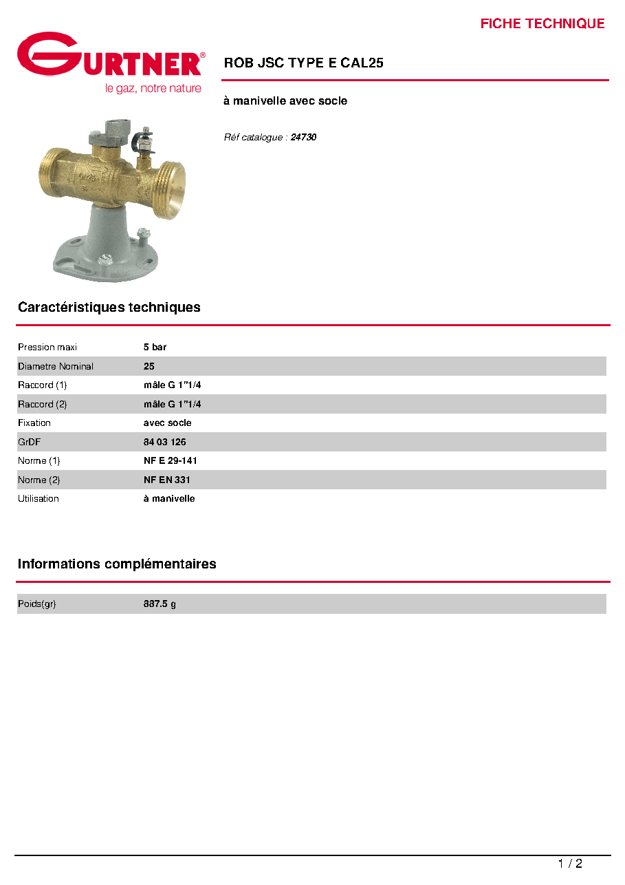 Fiche technique fournisseur