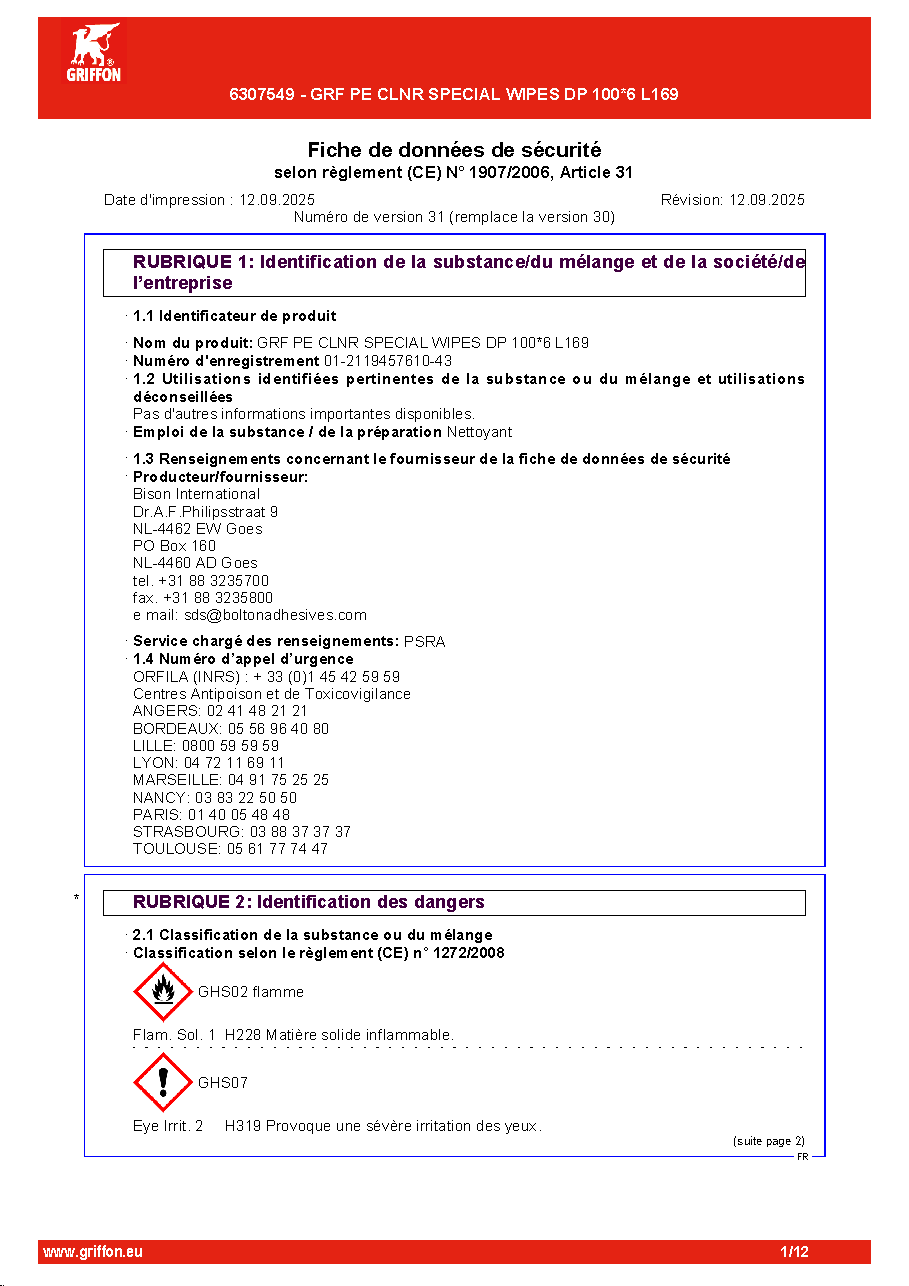 Fiche technique fournisseur