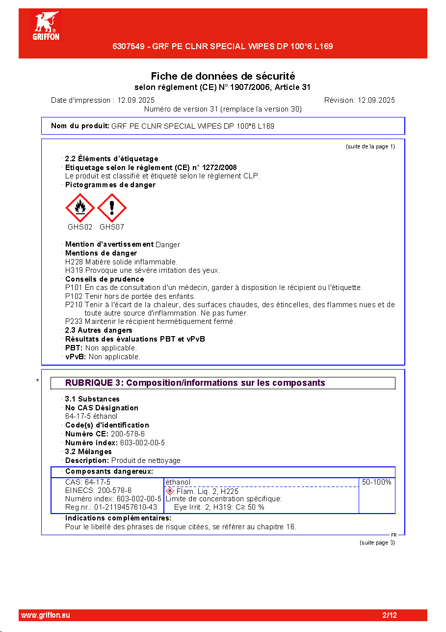 Fiche technique fournisseur