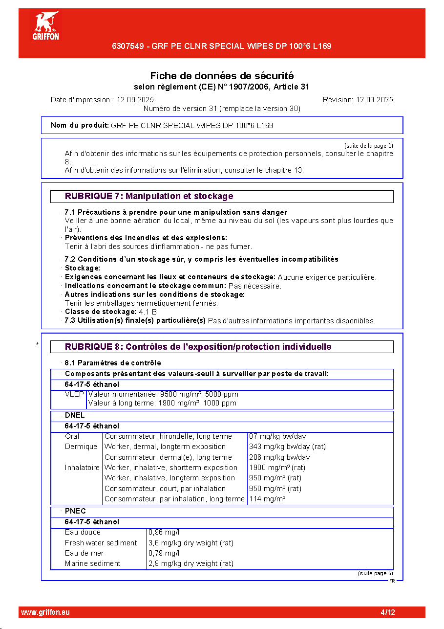 Fiche technique fournisseur