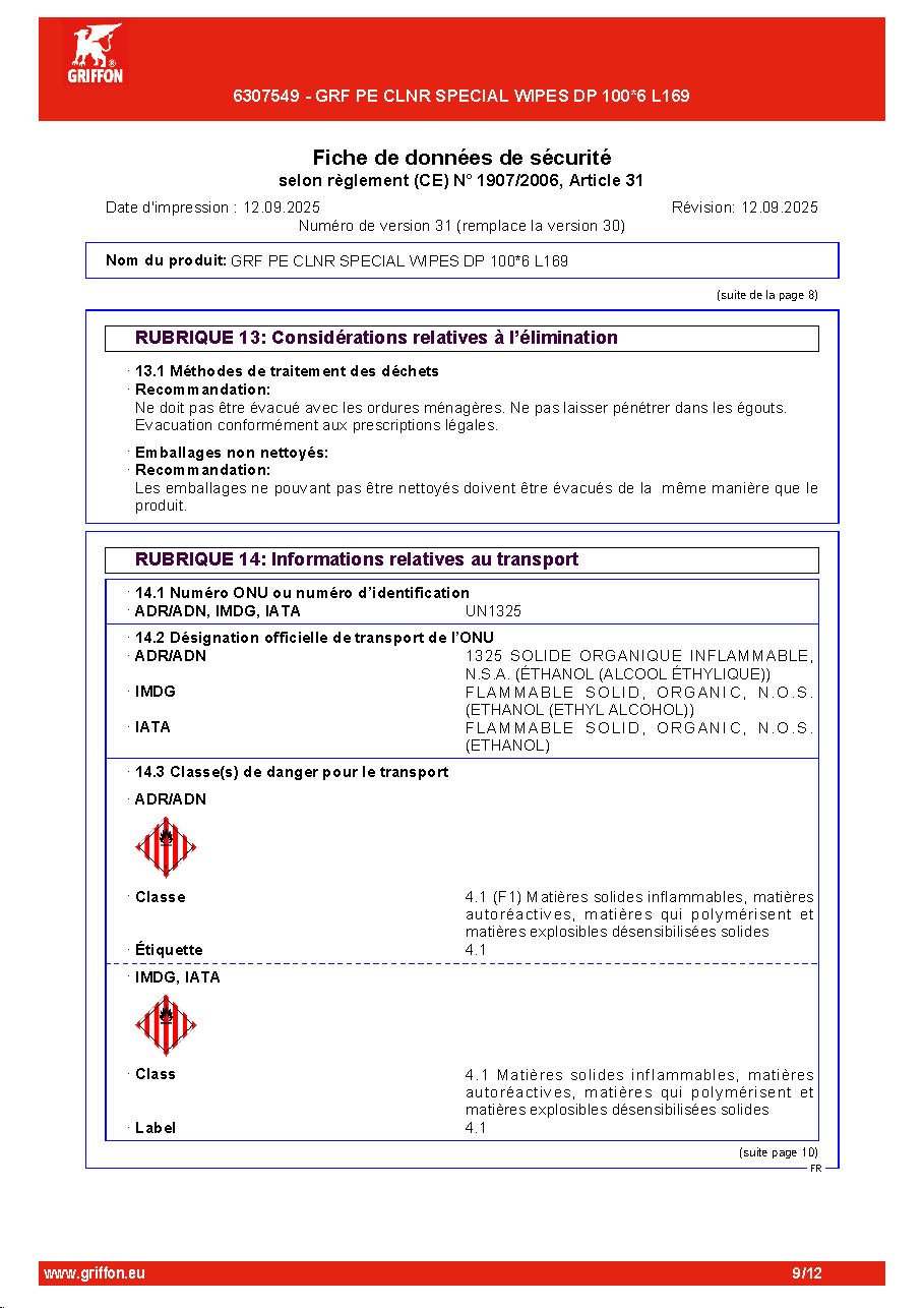 Fiche technique fournisseur