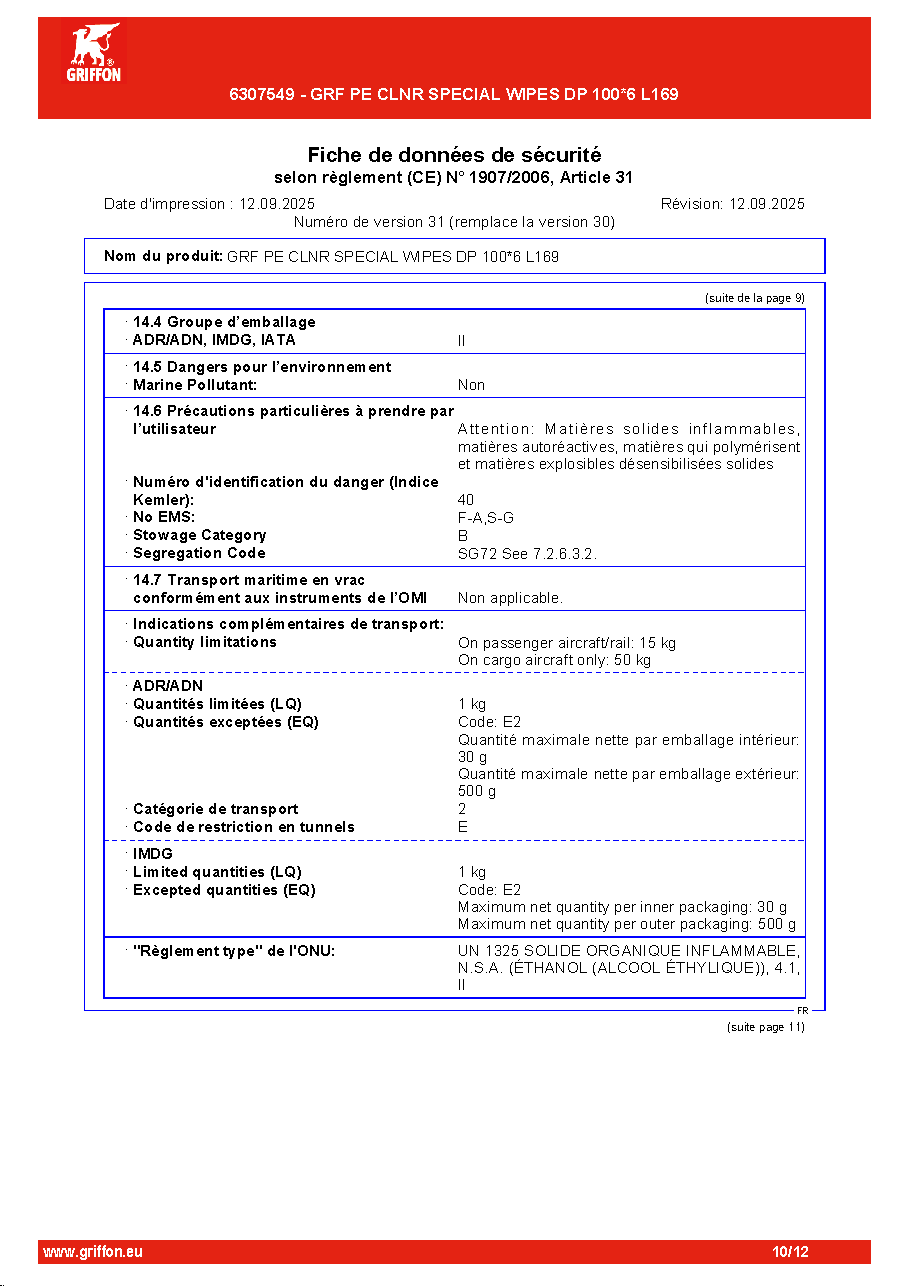 Fiche technique fournisseur
