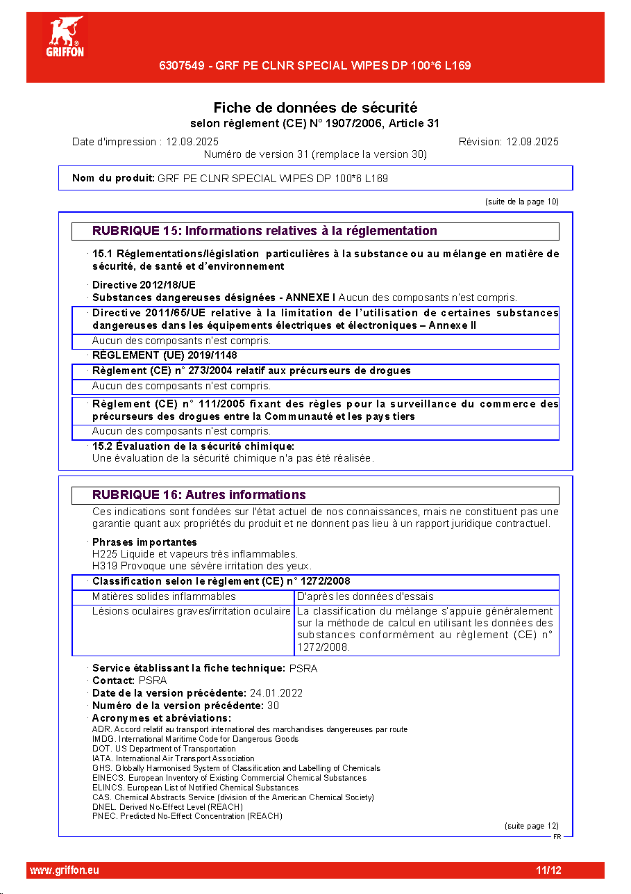 Fiche technique fournisseur