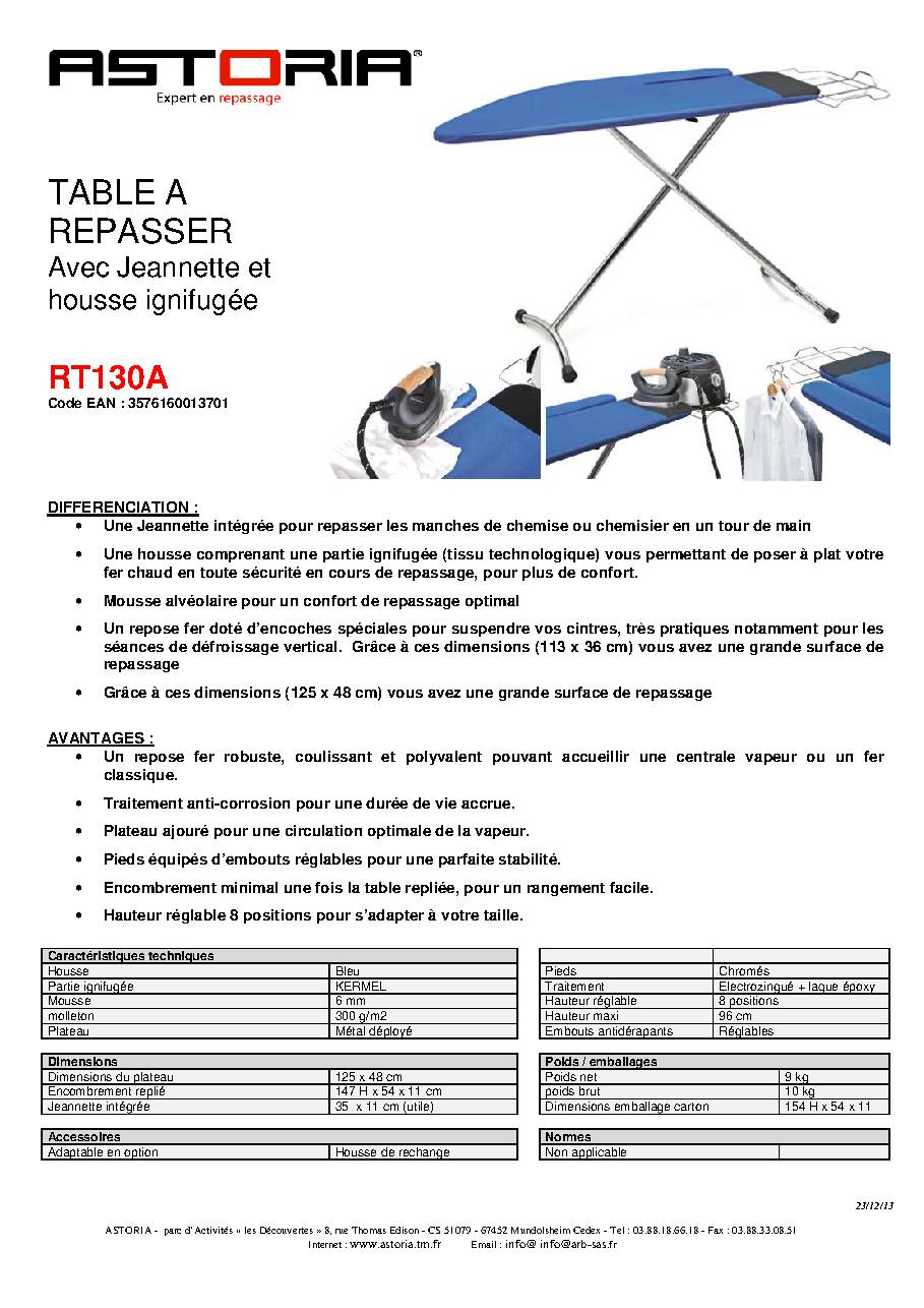 Fiche technique fournisseur