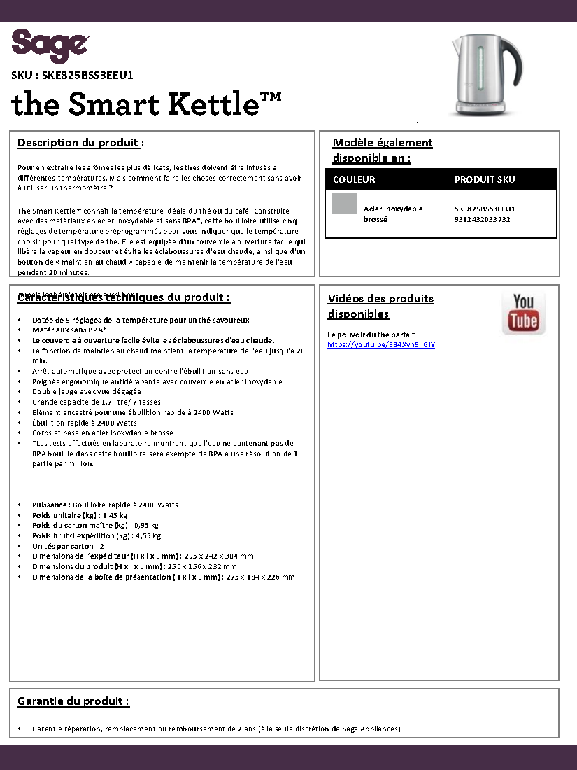 Fiche technique fournisseur