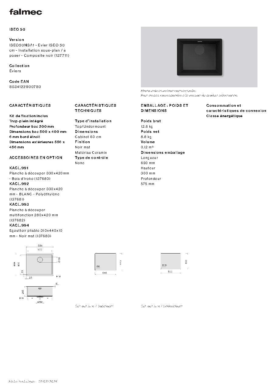 Fiche technique fournisseur