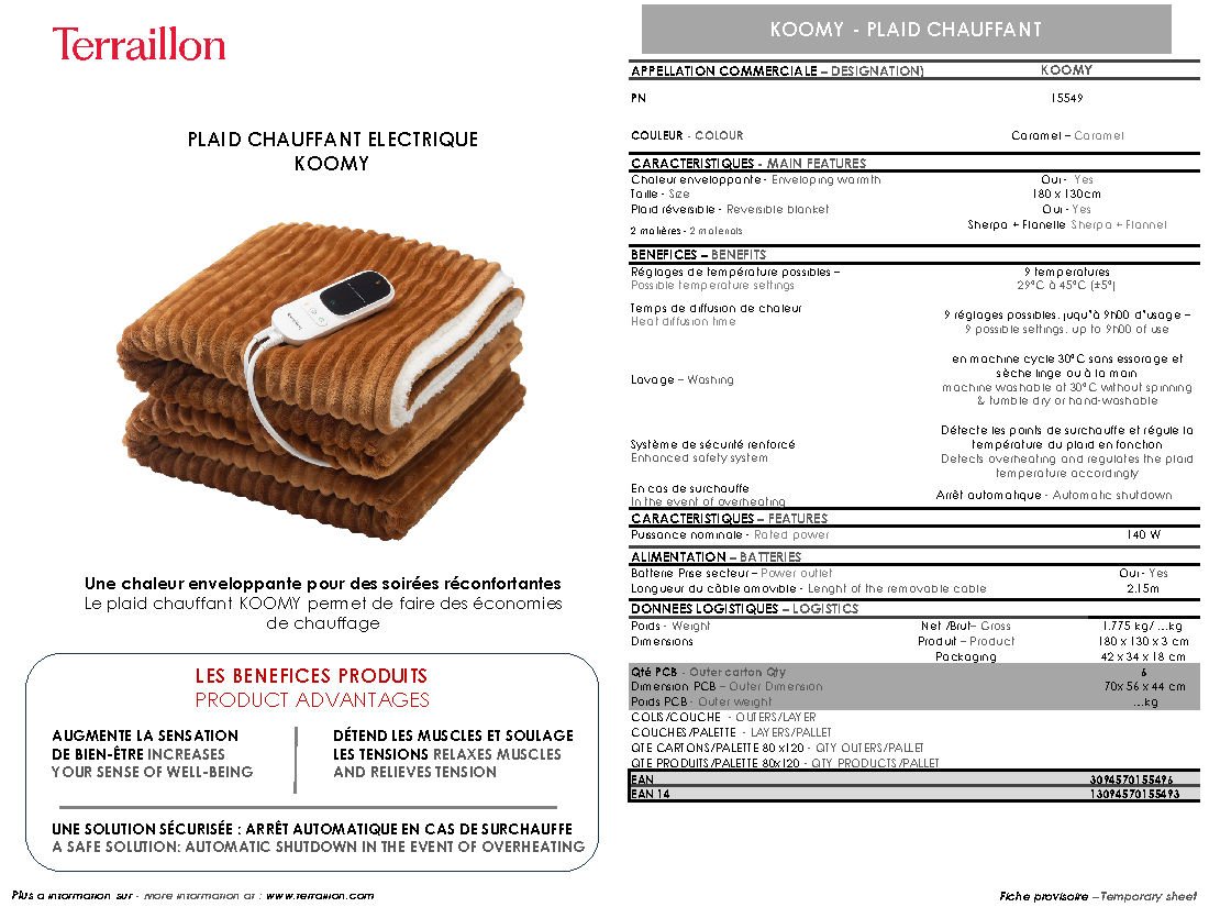 Fiche technique fournisseur