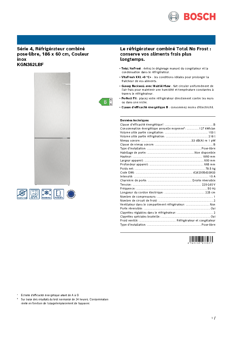 Fiche technique fournisseur