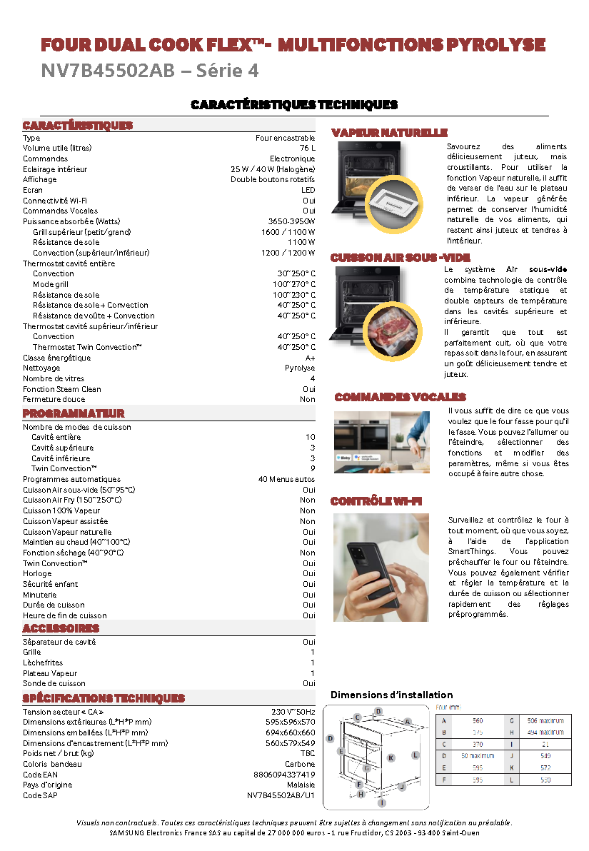 Fiche technique fournisseur