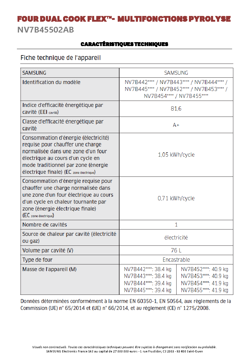 Fiche technique fournisseur