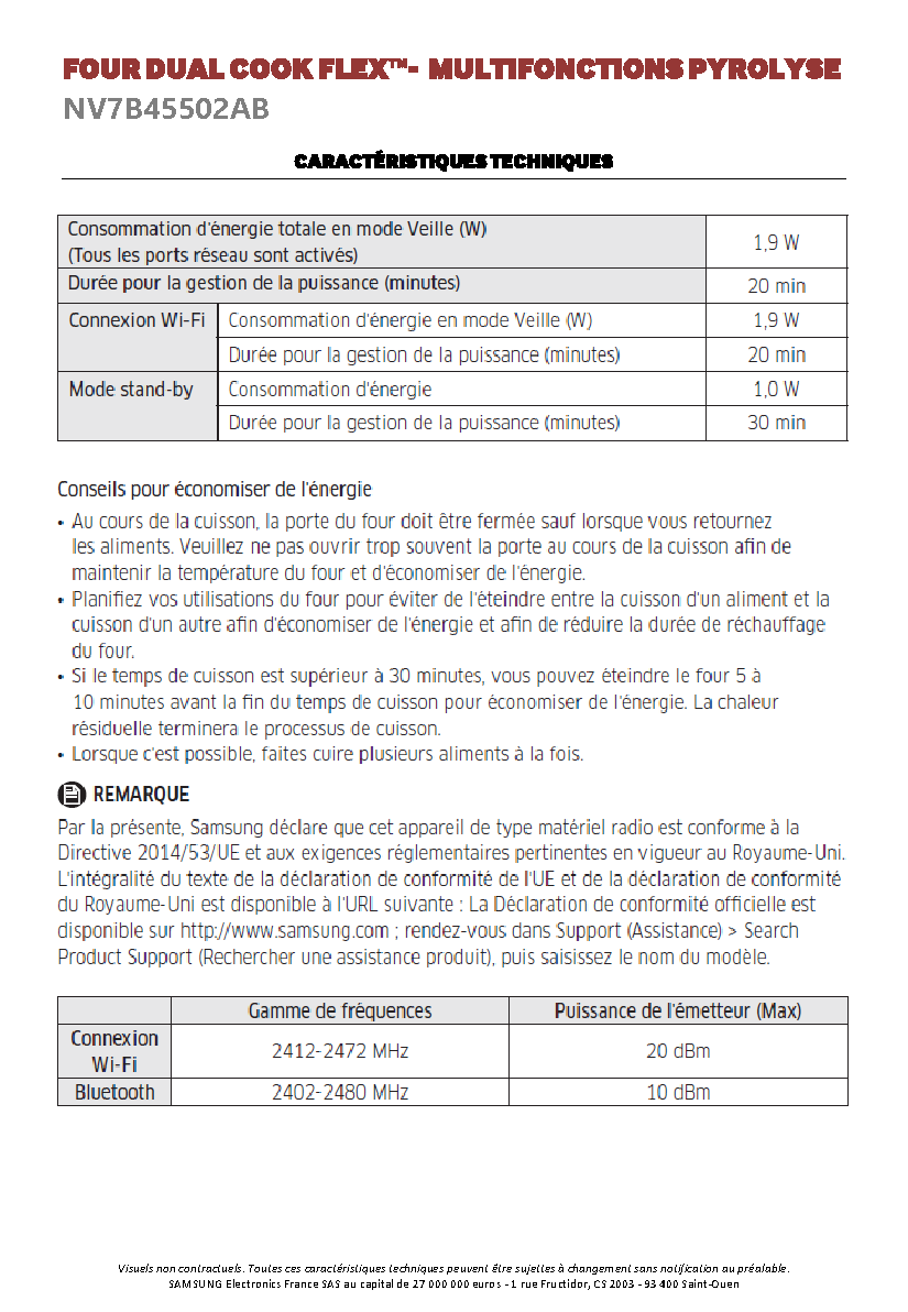 Fiche technique fournisseur