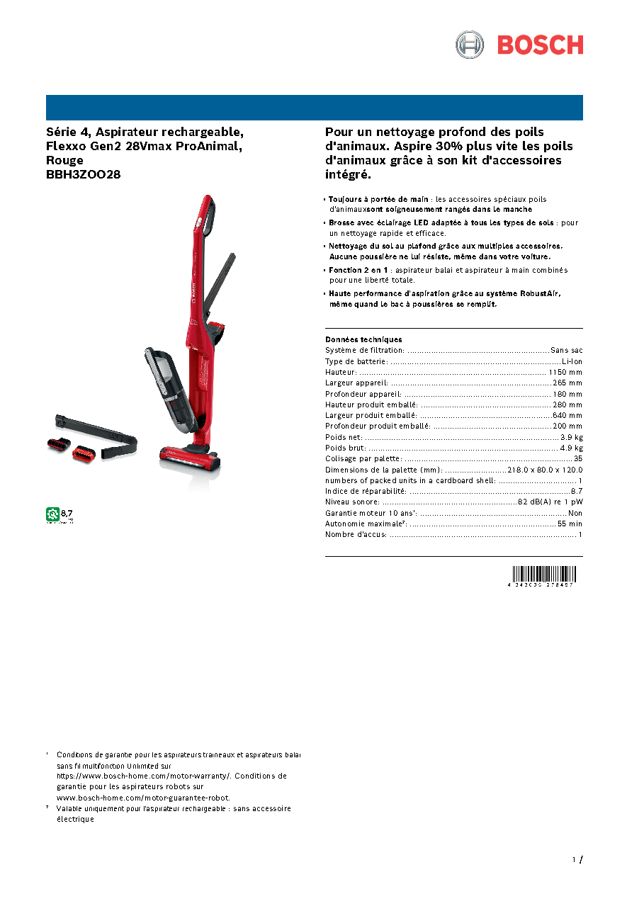 Fiche technique fournisseur