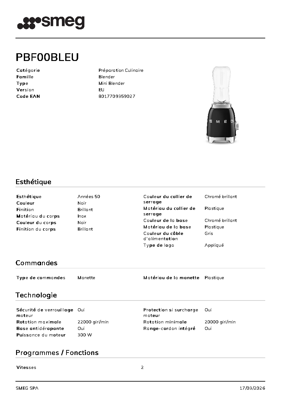 Fiche technique fournisseur