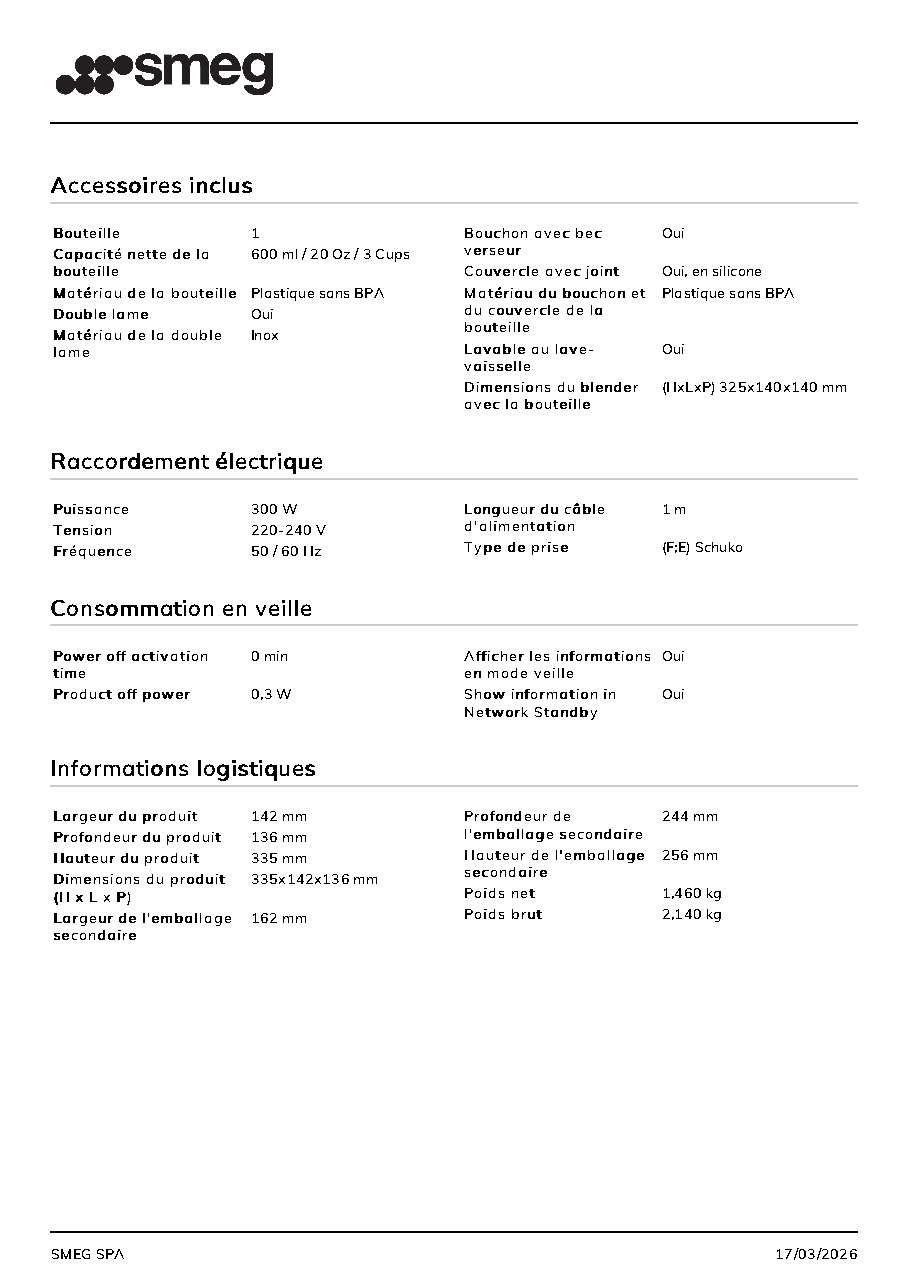 Fiche technique fournisseur