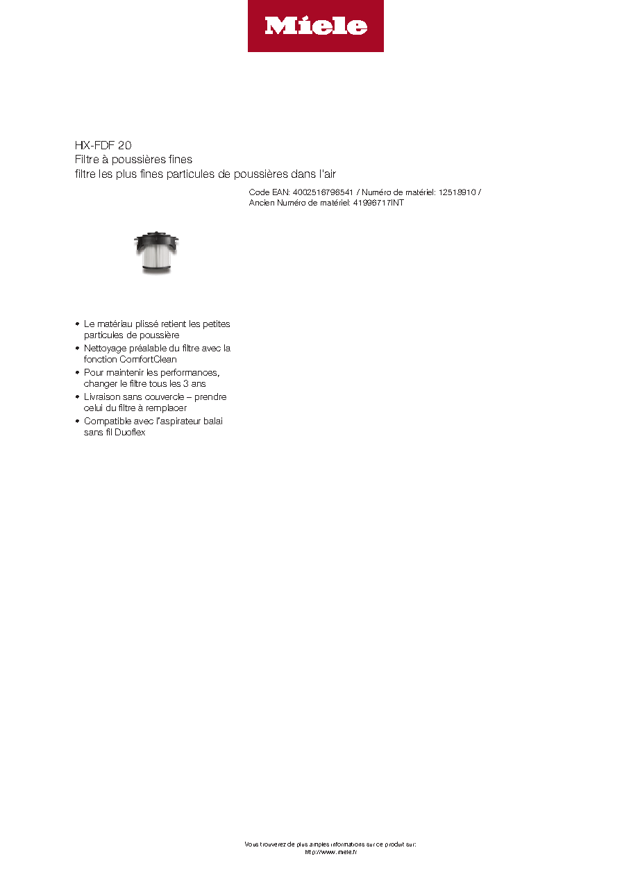 Fiche technique fournisseur