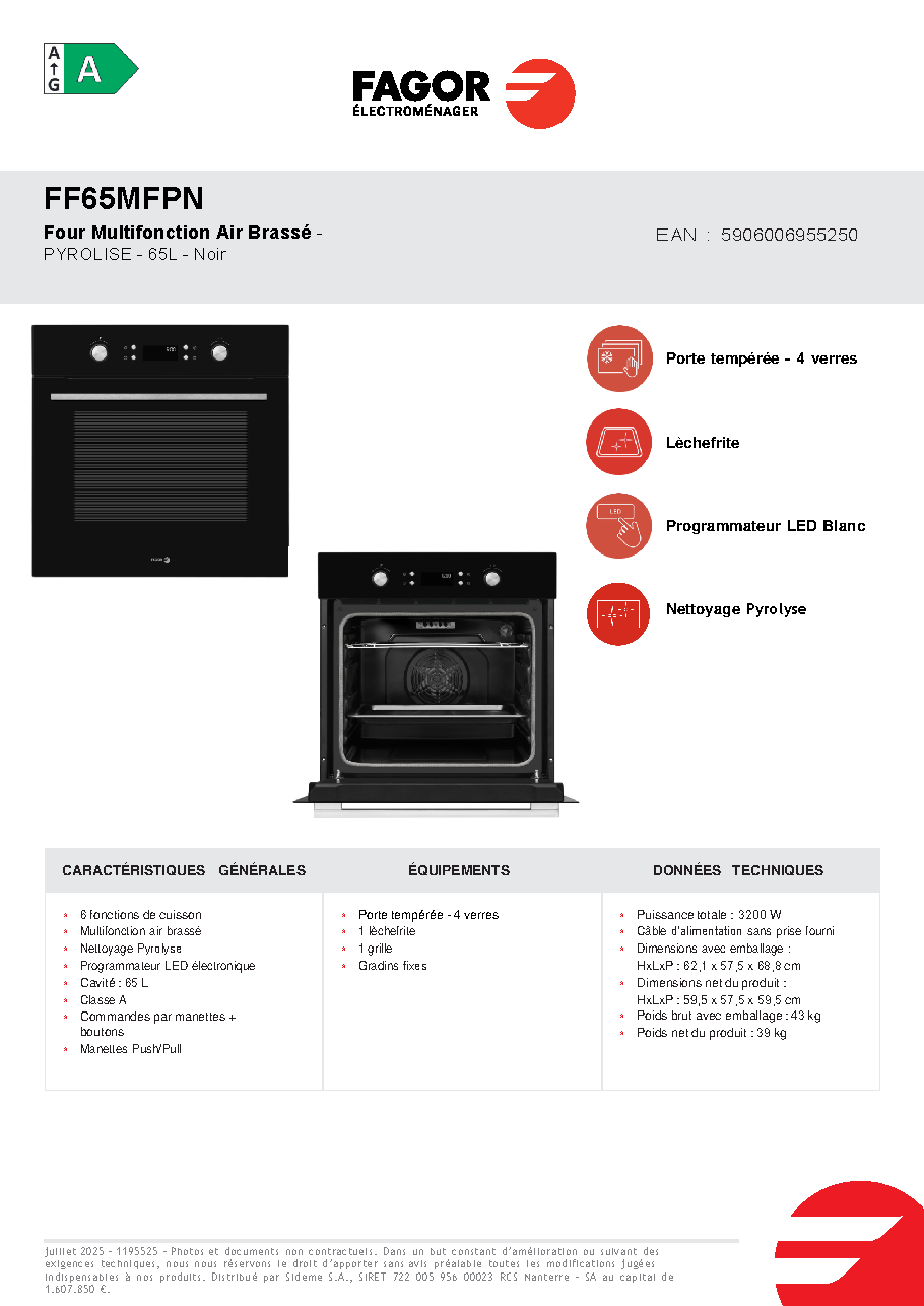 Fiche technique fournisseur