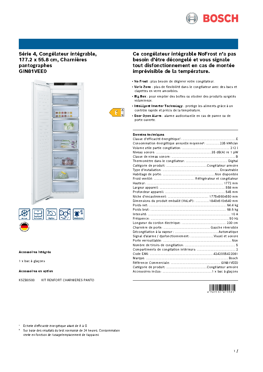 Fiche technique fournisseur