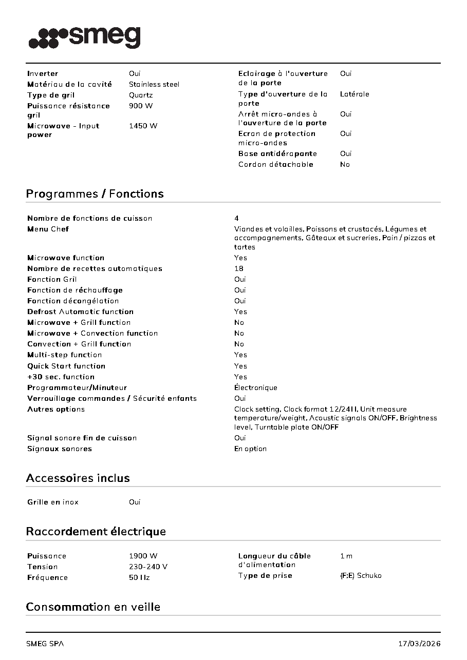 Fiche technique fournisseur