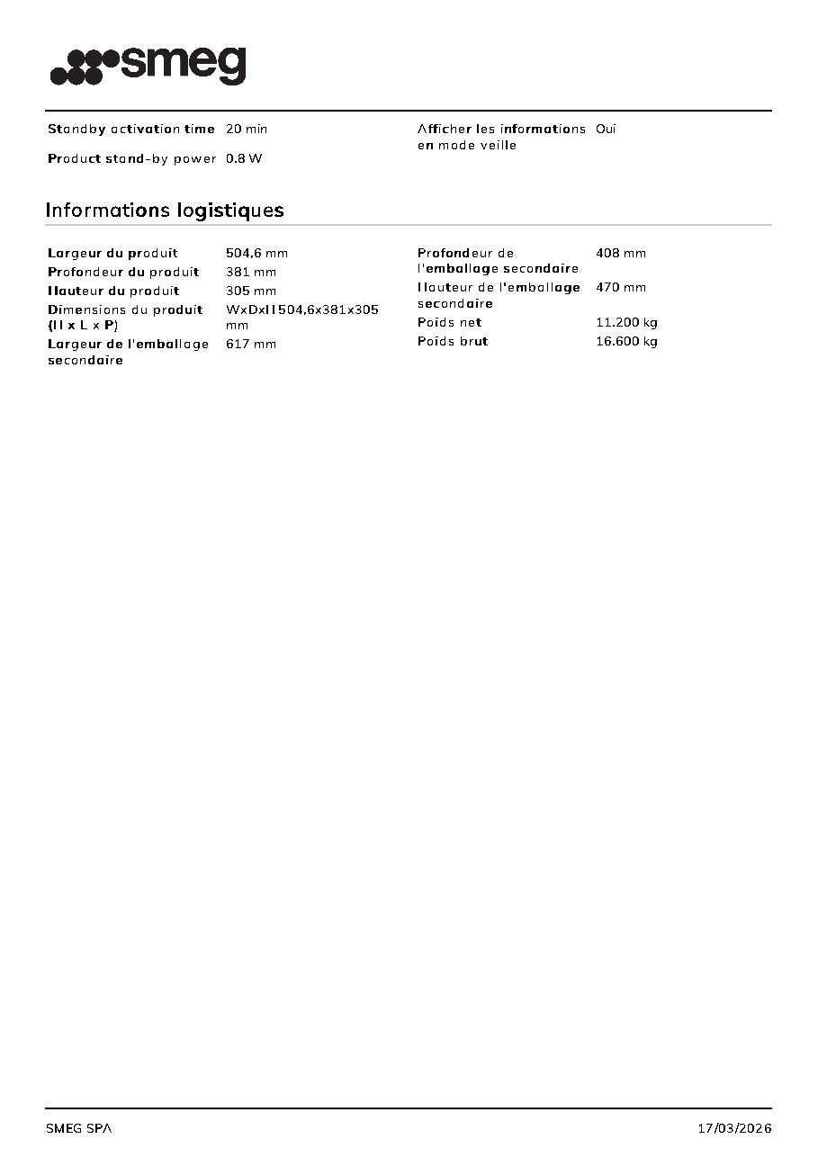 Fiche technique fournisseur