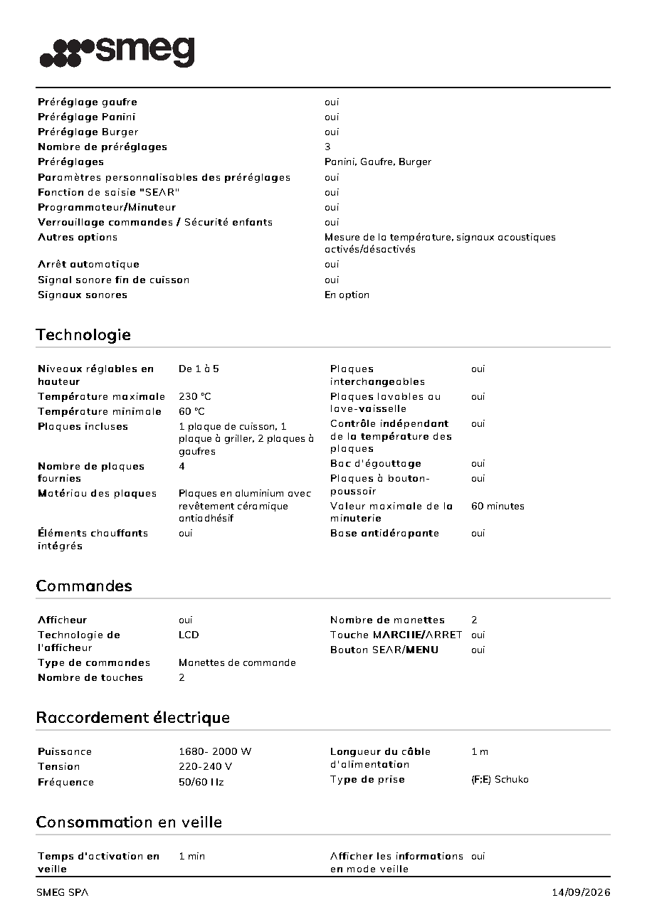 Fiche technique fournisseur