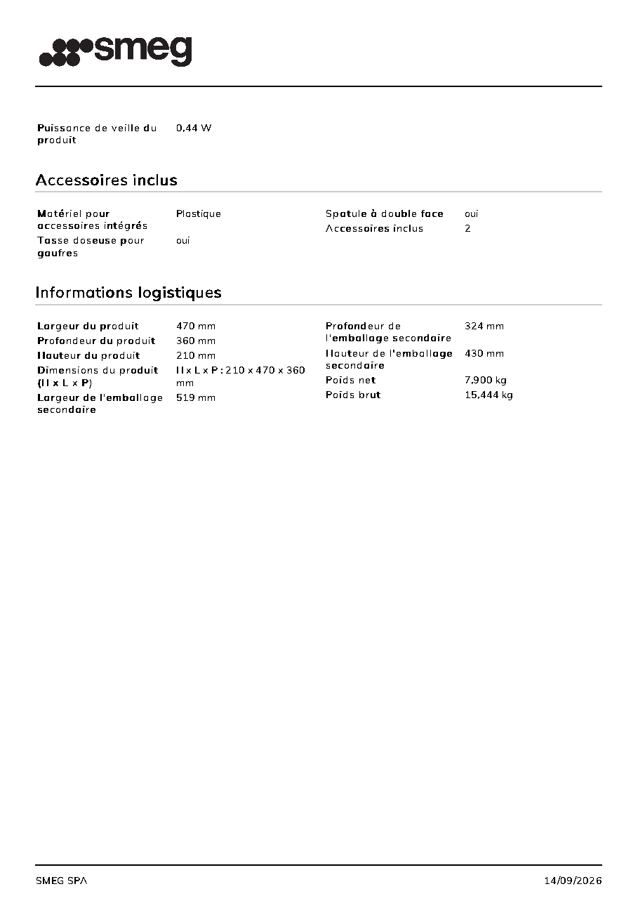 Fiche technique fournisseur