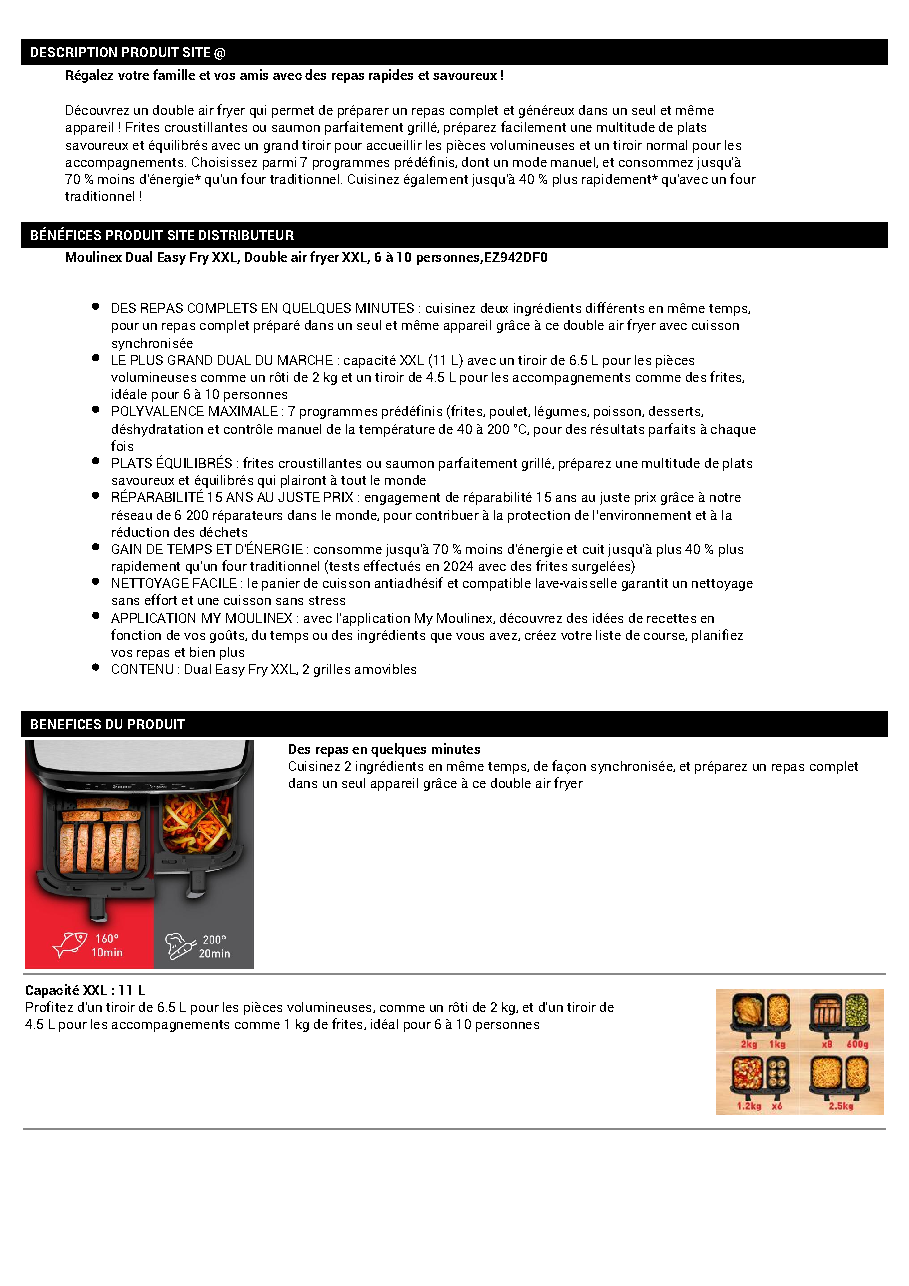 Fiche technique fournisseur