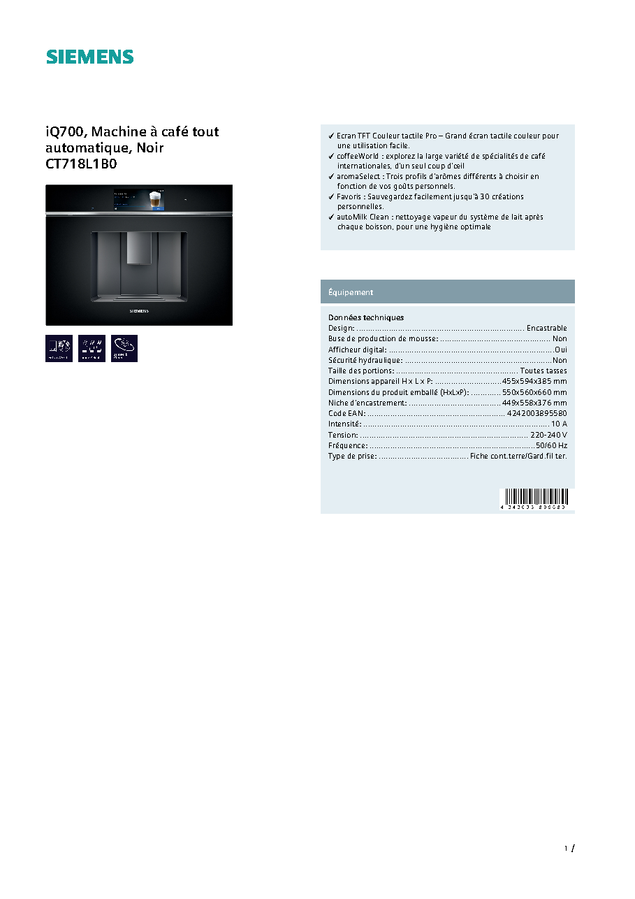 Fiche technique fournisseur