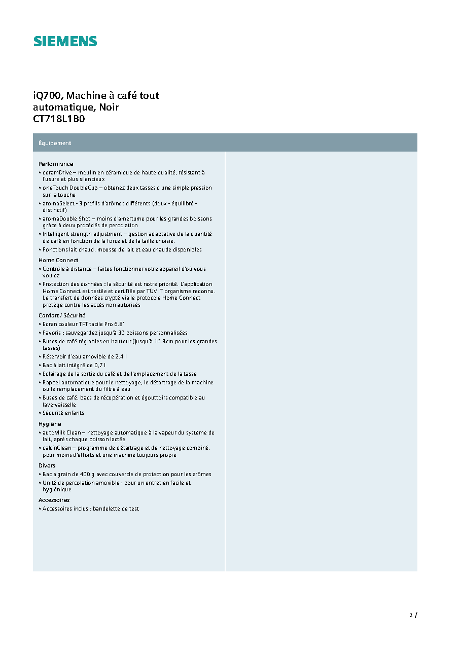 Fiche technique fournisseur