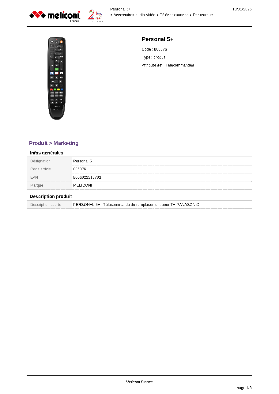 Fiche technique fournisseur