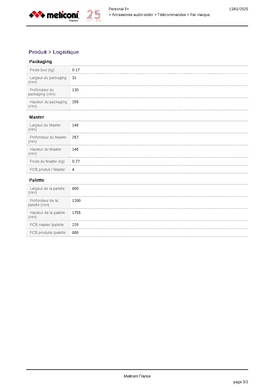 Fiche technique fournisseur