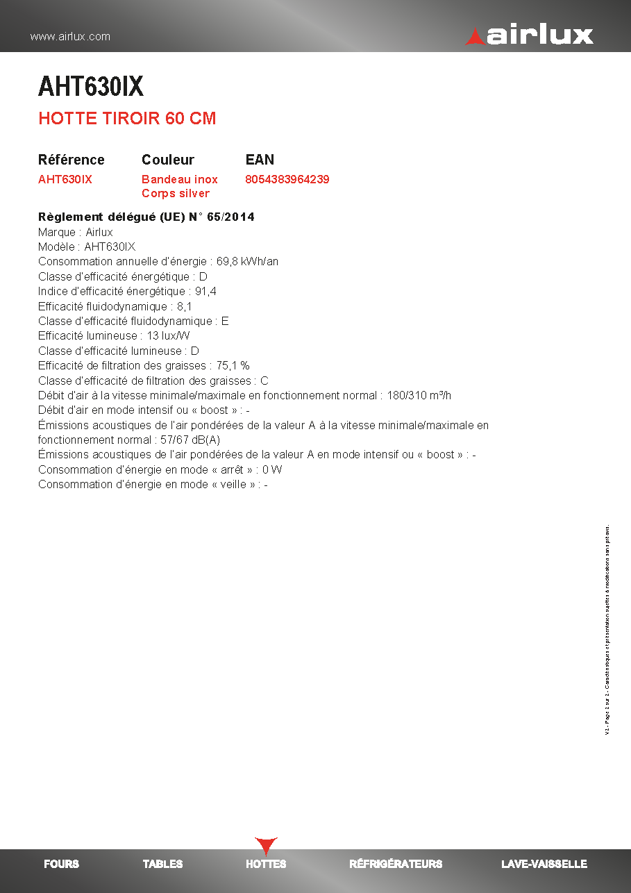 Fiche technique fournisseur