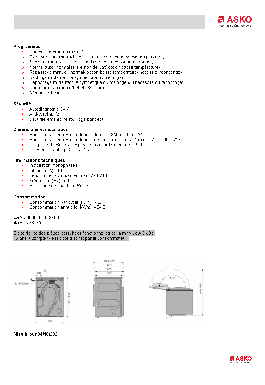 Fiche technique fournisseur