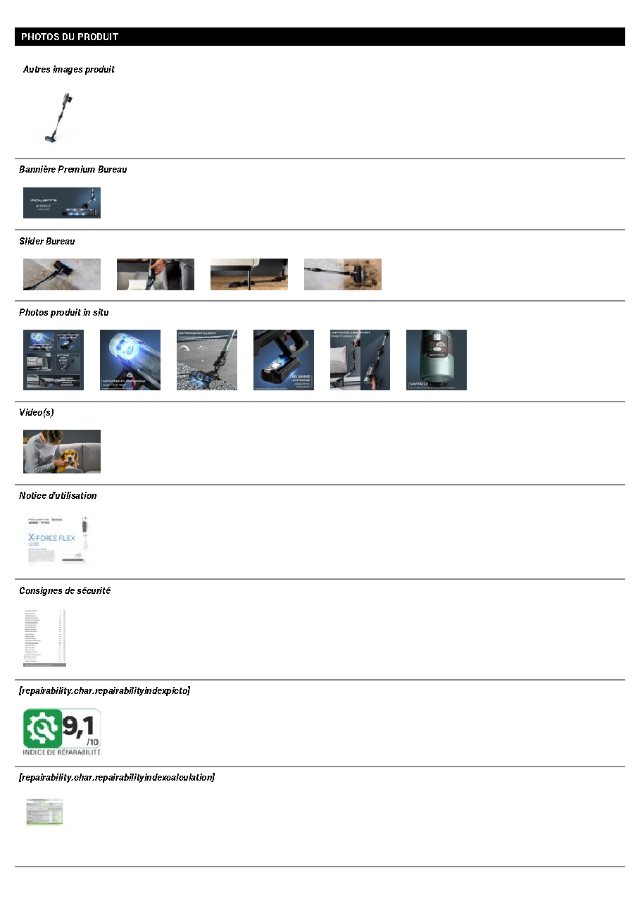 Fiche technique fournisseur
