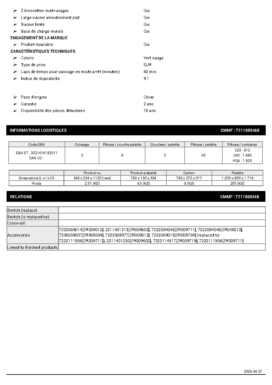 Fiche technique fournisseur