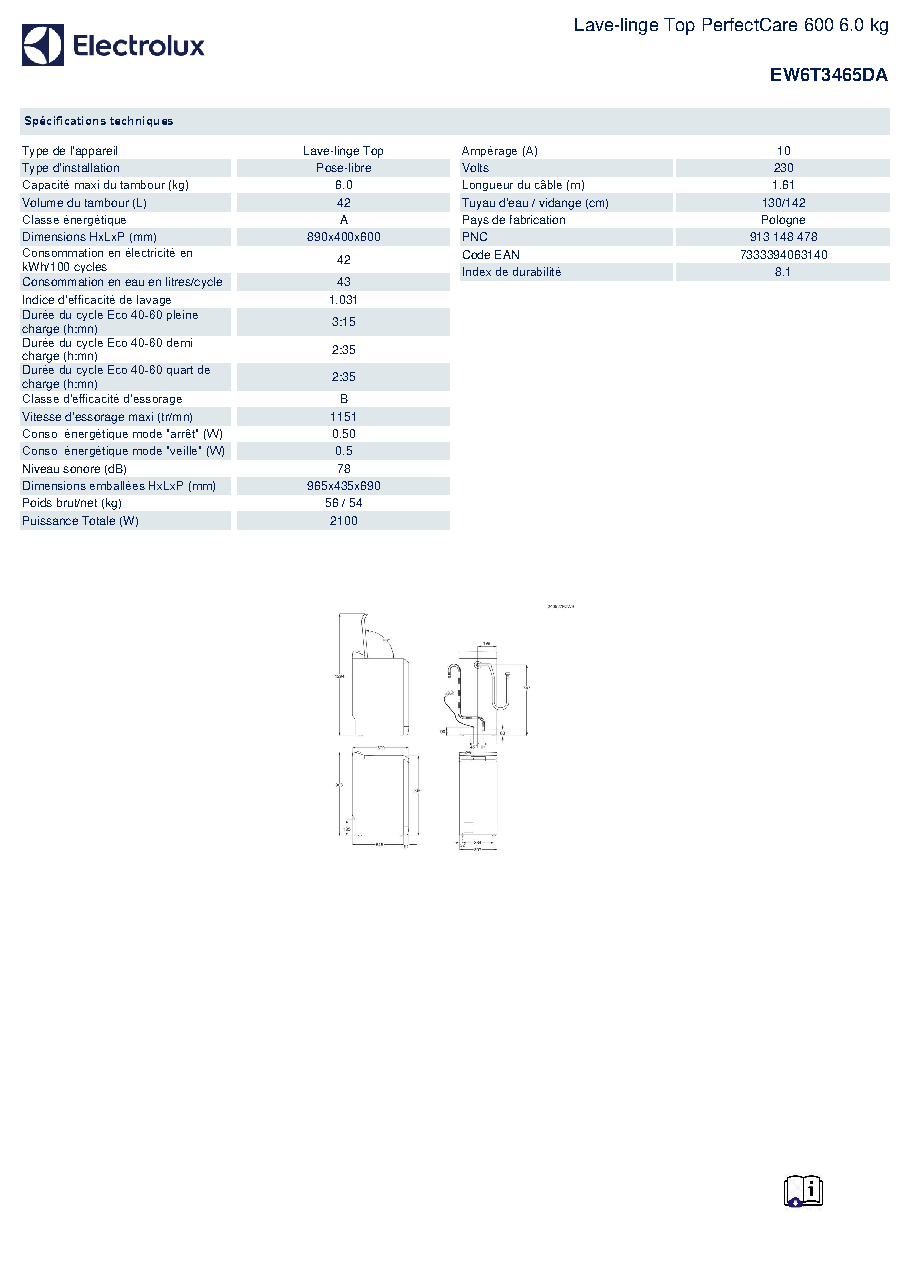 Fiche technique fournisseur