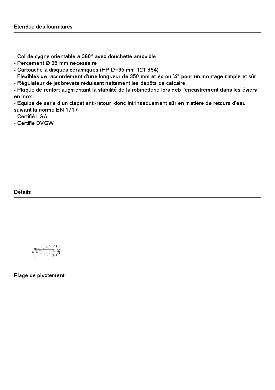 Fiche technique fournisseur