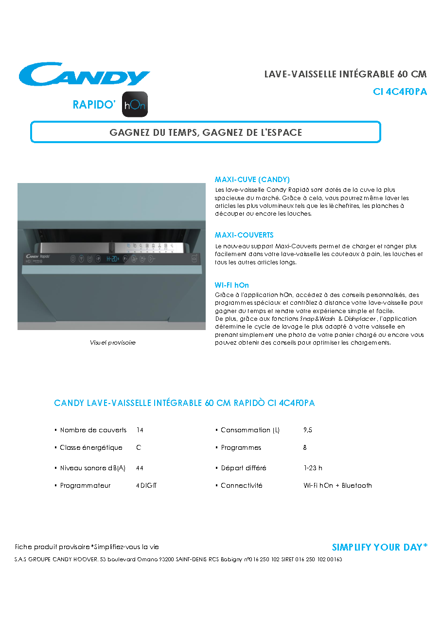 Fiche technique fournisseur