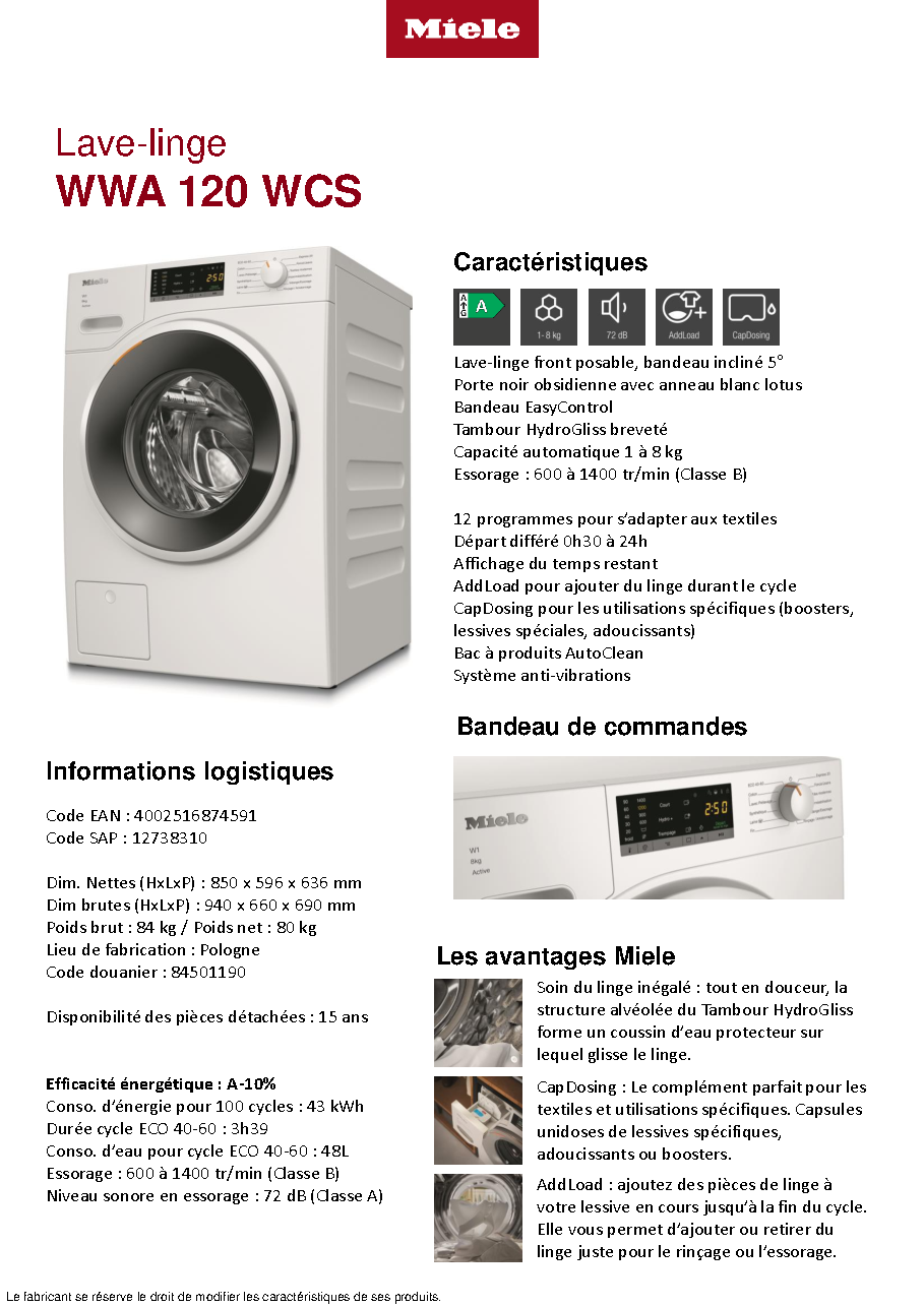 Fiche technique fournisseur