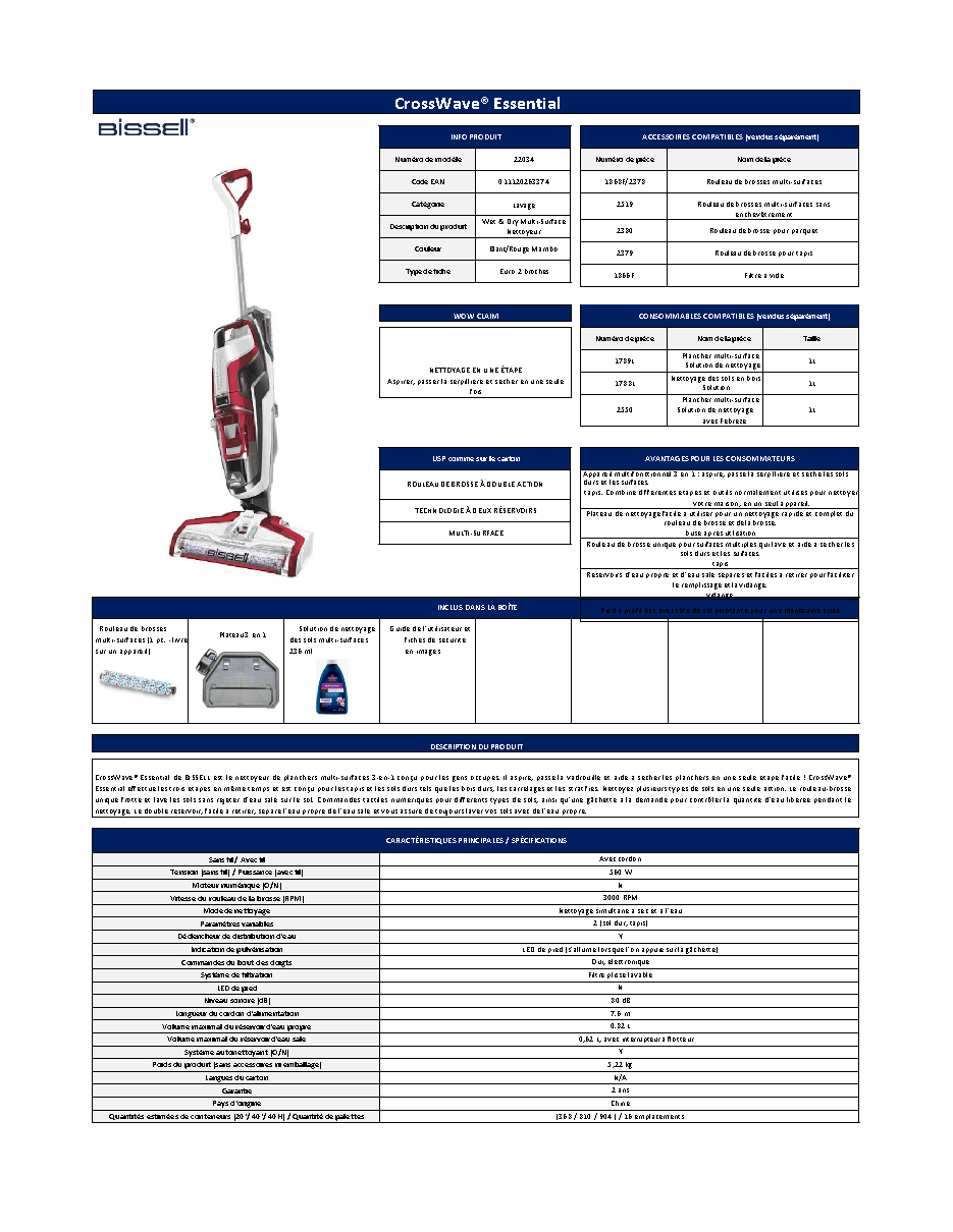 Fiche technique fournisseur